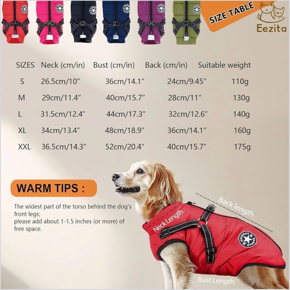 WINTER DOG COAT WITH ATTACHED HARNESS IN PURPLE - Picture 5 of 6